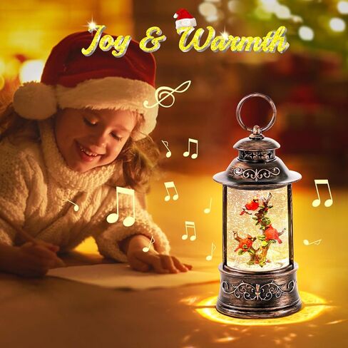 Christmas Lantern Snow Globe, Singing Light up Snow Globe with 6 Hour Timer, USB & Battery Operated Christmas Music Box, Christmas Tree Shaped with House Snow Scenery for Indoor Tabletop Home Gifts in Saudi Arabia