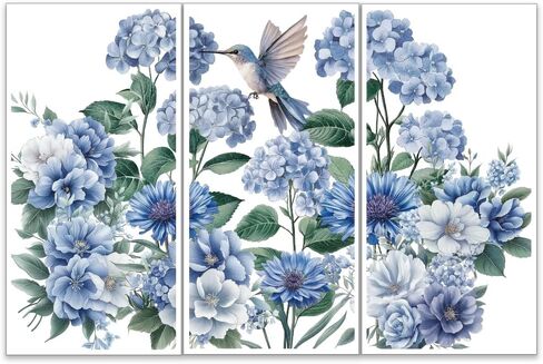 OLYCRAFT 3pcs/Set Blue Flowers Rub on Transfers for Furniture and Crafts 6x12 inch Hydrangea Hummingbird Furniture Decals Chrysanthemums Transfer Stickers Rub on Decals for Wood Furniture Home Decor in Saudi Arabia