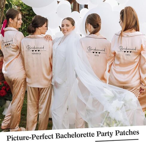 Glenmal 26 Pcs Bride Iron On Patch Heat Transfer Vinyl Set Bridesmaids Iron on Decal Maid of Honor Letters Decal Personalized Name Custom Decal for Wedding Party Bag Clothes T Shirt(Black) in Saudi Arabia