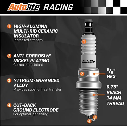 Autolite AR3933-4PK قابس شرارة سباق عالي الأداء غير مقاوم، 4 عبوات in Saudi Arabia