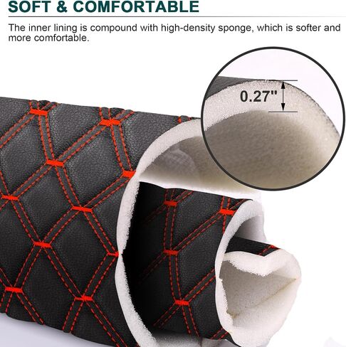 1 Yard Vinyl Upholstery Fabric,63"Wide Car Headliner Fabric with Diamond Pattern,Thick Sponge Backing DIY Upholstery,Black(Red Thread) in Kuwait