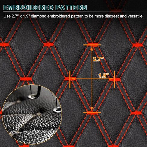1 Yard Vinyl Upholstery Fabric,63"Wide Car Headliner Fabric with Diamond Pattern,Thick Sponge Backing DIY Upholstery,Black(Red Thread) in Kuwait