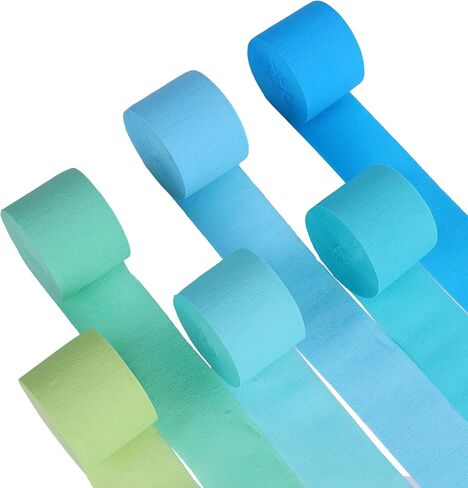 Suaxova 6 Rolls 492ft Crepe Paper Streamers, 4 Colors Pack of Party Streamers for Red Blue White USA Decorations, American Party Decorations (1.8 Inch x 82 Ft/Roll) in Saudi Arabia