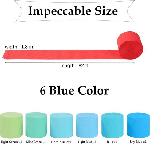 Suaxova 6 Rolls 492ft Crepe Paper Streamers, 4 Colors Pack of Party Streamers for Red Blue White USA Decorations, American Party Decorations (1.8 Inch x 82 Ft/Roll) in Saudi Arabia