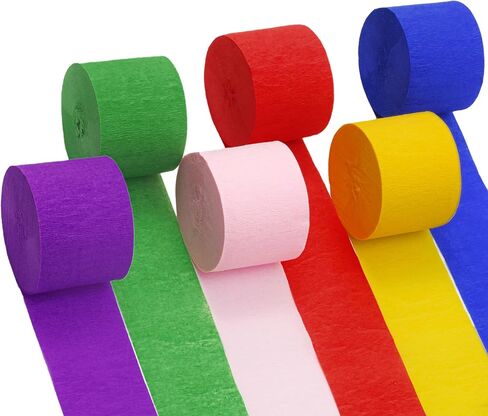 Suaxova 6 Rolls 492ft Crepe Paper Streamers, 4 Colors Pack of Party Streamers for Red Blue White USA Decorations, American Party Decorations (1.8 Inch x 82 Ft/Roll) in Saudi Arabia