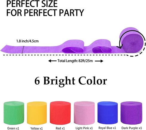 Suaxova 6 Rolls 492ft Crepe Paper Streamers, 4 Colors Pack of Party Streamers for Red Blue White USA Decorations, American Party Decorations (1.8 Inch x 82 Ft/Roll) in Saudi Arabia