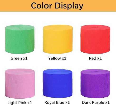 Suaxova 6 Rolls 492ft Crepe Paper Streamers, 4 Colors Pack of Party Streamers for Red Blue White USA Decorations, American Party Decorations (1.8 Inch x 82 Ft/Roll) in Saudi Arabia