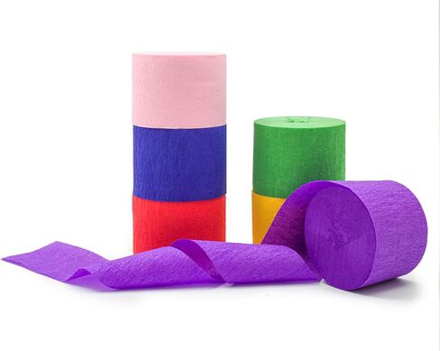 Suaxova 6 Rolls 492ft Crepe Paper Streamers, 4 Colors Pack of Party Streamers for Red Blue White USA Decorations, American Party Decorations (1.8 Inch x 82 Ft/Roll) in Saudi Arabia