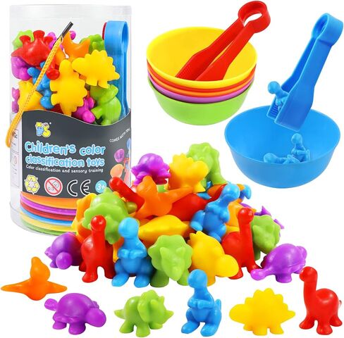 RAEQKS Counting Sorting Toys Matching Stacking Toys with Bowls Preschool Learning Activities Educational Sensory Game Montessori STEM Toy Daycare Sets Animals Gifts for Toddlers Kids Boys Girls in Kuwait
