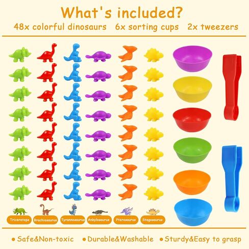 RAEQKS Counting Sorting Toys Matching Stacking Toys with Bowls Preschool Learning Activities Educational Sensory Game Montessori STEM Toy Daycare Sets Animals Gifts for Toddlers Kids Boys Girls in Kuwait