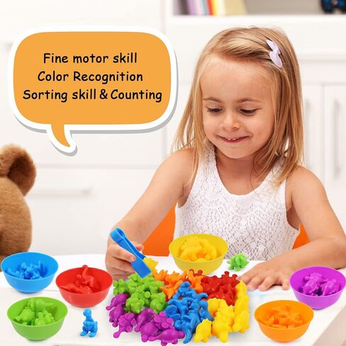 RAEQKS Counting Sorting Toys Matching Stacking Toys with Bowls Preschool Learning Activities Educational Sensory Game Montessori STEM Toy Daycare Sets Animals Gifts for Toddlers Kids Boys Girls in Kuwait