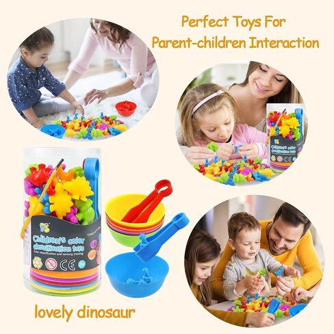 RAEQKS Counting Sorting Toys Matching Stacking Toys with Bowls Preschool Learning Activities Educational Sensory Game Montessori STEM Toy Daycare Sets Animals Gifts for Toddlers Kids Boys Girls in Kuwait