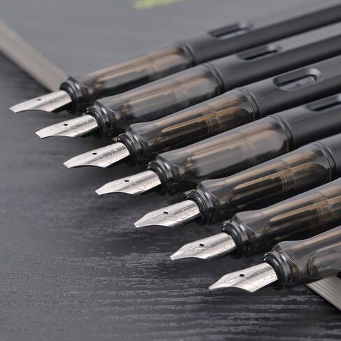 Matte Black Parallel Calligraphy Fountain Pen Set with Duckbill Clip,7 Assorted Nib Sizes for Gothic Art Drawing and Writing Signature in Kuwait