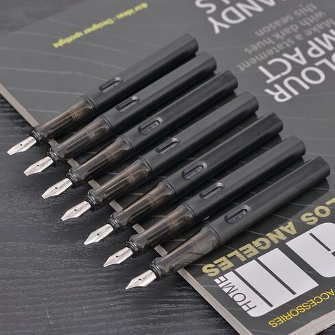 Matte Black Parallel Calligraphy Fountain Pen Set with Duckbill Clip,7 Assorted Nib Sizes for Gothic Art Drawing and Writing Signature in Kuwait