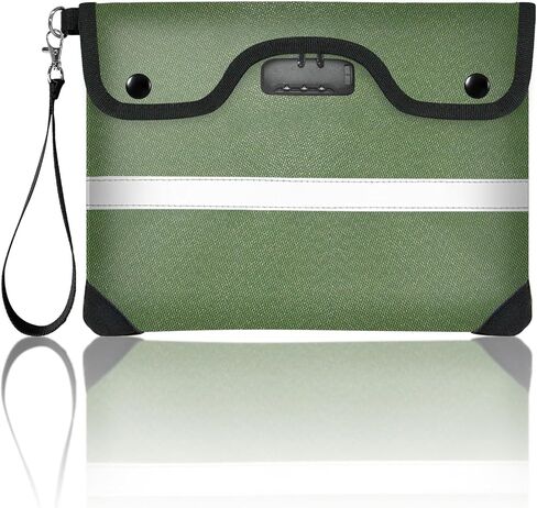 6200°F Fireproof Document Bag with Lock, 11.4 x 8.3 Inch Fire Proof Bag for Documents with Zipper, Water Resistant Envelope with Reflective Strip, Fireproof Money Pouch Black in Kuwait