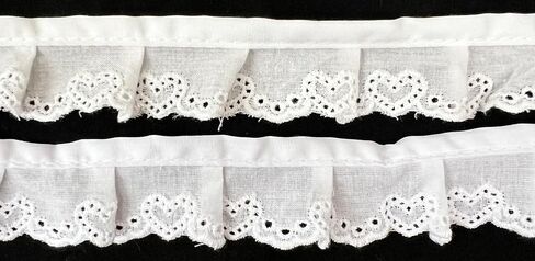 1-1/8" White Cotton Lace Ruffled Hearts Embroidery Eyelet Trimming - 8 Continuous Yards Total! (Valentine's Day, Casual) in Saudi Arabia