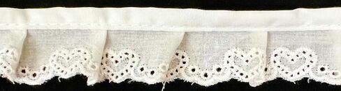 1-1/8" White Cotton Lace Ruffled Hearts Embroidery Eyelet Trimming - 8 Continuous Yards Total! (Valentine's Day, Casual) in Saudi Arabia