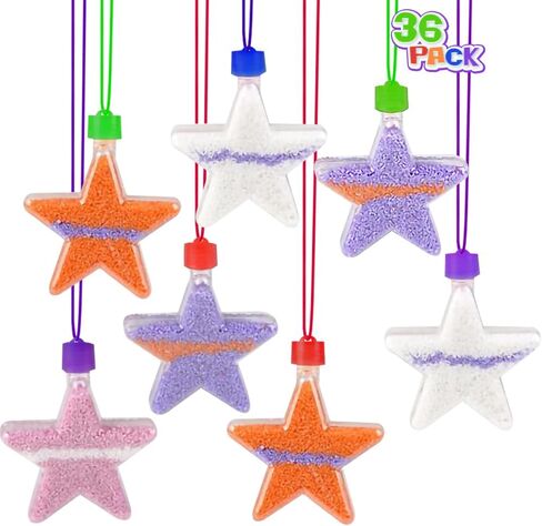 ArtCreativity 36 Pack Sand Art Bottles for Kids – Summer DIY Craft Kit with Funnels & Necklaces – Fun Party Favors for Beach, BBQ, Camping, Birthday & Outdoor Activities - Sand Sold Separately in Saudi Arabia