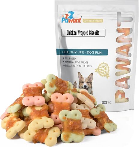 Dog Treats Biscuits Wrapped in Chicken Chews for Small Dog no Rawhide1 lb/454g in Kuwait