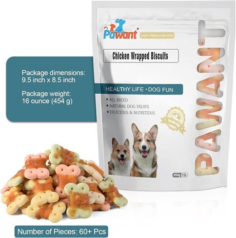 Dog Treats Biscuits Wrapped in Chicken Chews for Small Dog no Rawhide1 lb/454g in Kuwait