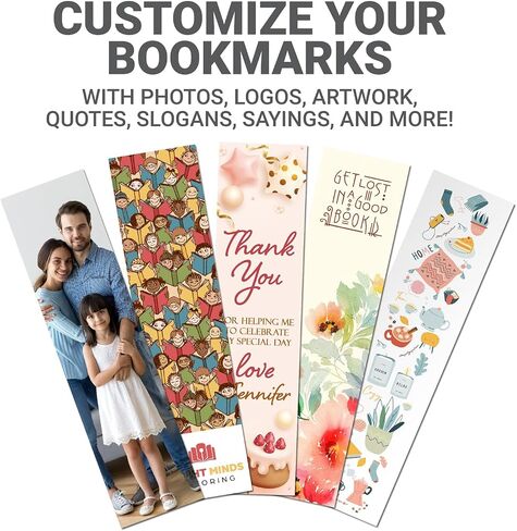 GotPrint Custom Made Bookmarks | 2x6 Upload Photos, Logos, or Text | Glossy Paper Full Color | Personalized Bulk Gifts for Classrooms, Birthdays, and Book Clubs, 100 Qty in Kuwait