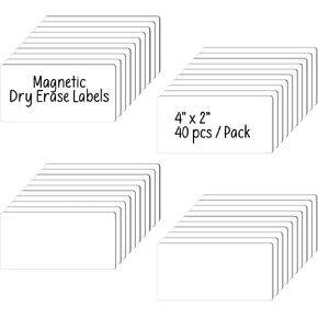 ZazzyKid Dry Erase Magnetic Labels: 40PCS, 4x2" Magnets Name Tags Plates for School Classroom & Office, Reusable Write On Magnets for Whiteboards, Lockers, Iron Shelf & Fridge