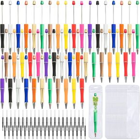 108 Pieces DIY Beadable Pen Bulk Kit – 36PCS Ballpoint Pens with Refills & Bags – Beaded Pens for DIY Crafting (Beads Not Included) – Beads Pens, Pen Making Kit, Teacher Accessories (Colorful)