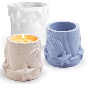 Ocean Sea Shell Starfish Storage Jars Epoxy Resin Molds Silicone Molds for Crafts Summer Marine Storage Jar Organizer Resin Mold Cylindrical Jewelry Candle Jars Containers Silicone Mold Home Decor