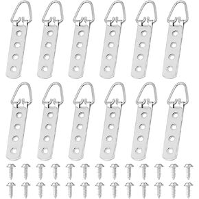 12 PCS Heavy Duty Picture Hangers, Picture Hangers for Frames, D Ring Picture Hangers with Screws for Picture Hanging Kit, Hanging Picture Photo Frame (Silver)
