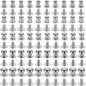 uxcell 4/5/6/7/8mm Ball Head Stud Rivets Screw Back, 50Pack Round Head Button Nipple Rivet for DIY Leather Craft Handbag Belt, Bronze Tone