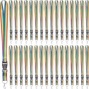 Woanger 36pcs Lanyards Bulk for ID Badges Neck Lanyard Strap Keychain with Quick Release Detachable Buckle Keychain Lanyard (Rainbow Color)