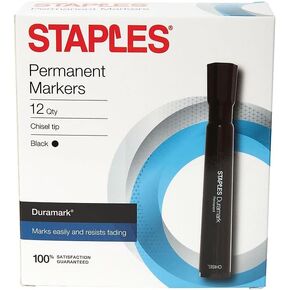 STAPLES DuraMark Permanent Marker, Chisel Point, Black, 36/Carton (10403-CCVS)