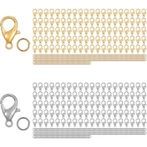 700 Pcs Lobster Claw Clasps and Open Jump Rings Set, Gold and Silver Bracelet Necklace Clasp Closures Lobster Clasps for DIY Jewelry Making