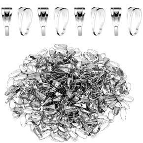 400 Pcs Necklace Pendant Clasps Pinch Bails for Jewelry Making, Necklace Hooks Connectors Pinch Clip for Necklaces DIY, 7 x 3 mm