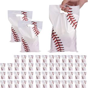 Tinoaly 50pcs Baseball Gift Bags, Baseball Themed Party Favors Bags Sport Style for Candy Goodie Team Treat Snacks Presents Perfect Birthday Sport Themed Party Supplies