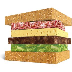 CENTRAL 23 Burger Wrapping Paper Set - 6 Sheets of Gift Wrap - Funny Wrapping Paper Sheets - Hamburger - Fast Food - Comes With Fun Stickers - Made in the UK