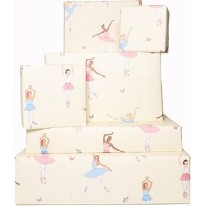 CENTRAL 23 - Ballerina Gift Wrap - 6 Sheets of Cute Wrapping Paper for Girls - Pink Blue Birthday Giftwrap - Pastel Butterflies for Kids - Pretty Ballet Dancers - For Women