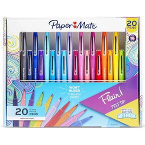 Paper Mate Flair Felt Tip Pen 20 Piece Set, Medium Point 0.7, Assorted Colors