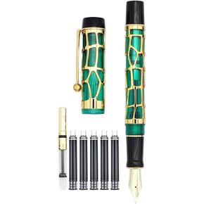 Gullor Century 100 Fountain Pen, Skeleton Hollow-out Series Golden, Screw-Cap, Fine Nib, Black