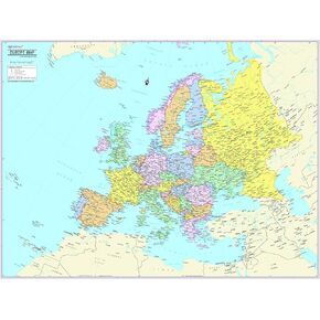 CoolOwlMaps Europe Continent Wall Map Poster - Laminated 32x24