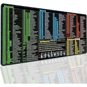 وسادة الماوس المقاومة للماء ، وسادة مكتب Excel Cheat Sheet ، كبير XL Mousepad 31.5 "x11.8" ، Excel/Word/Powerpoint اختصار المكاتب غير المنقولة والألعاب اختصارات لوحة المفاتيح
