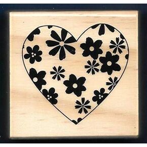 Stamping Craft Scrapbooking Designs Heart Flowers Design New Medium Wood Mount Hobby Craft Rubber Stamp