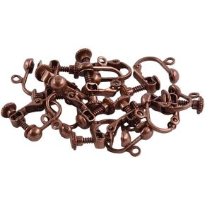 12 Pieces Non-Piercing Screw Earring Clip Flat Hook DIY Craft, Antique Copper