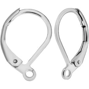 Beebeecraft 1 Box 50Pcs 316L Surgical Stainless Steel Lever Back Earring Clasps Leverback French Earring Hooks for Making Dangles Earrings Findings