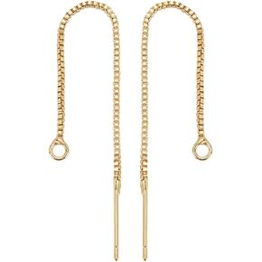 PH PandaHall 20 Pairs (40pcs) Ear Threads Gold Plated Brass Threader Earrings with Open Loop Drop Earring Threader Findings for Jewelry Making