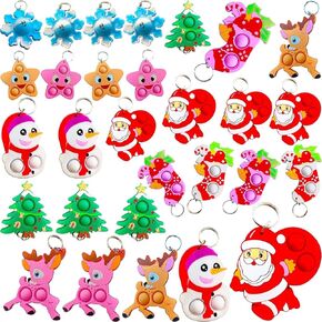 30 Packs Snata Bulk Mini pop Christmas Fidget Gifts for School Holiday Kids Party Favors and Classroom Students Prizes