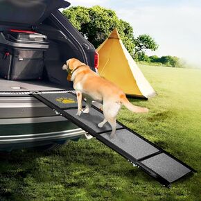Foldable Dog Ramps Portable pet Stairs Up to 250 LBS for Small Medium & Large Dogs Dog Steps with Non-Slip Rug Surface pet ramp for Enter a Car, SUV & Truck (67IN)