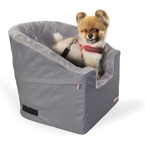 K&H Pet Products Bucket Booster Dog Car Seat, Seat Belt Secured, 2 Safety Leashes, Washable Covers, Sturdy Dog Booster Seats for Small to Medium Pets - Large Gray/Gray