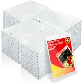 100ct Magnetic Card Holders for Trading Cards, 35PT Magnetic Card Holder Hard Plastic Baseball Card Case Protecor Display for Sports Cards, Standard Cards, Game Cards, MTG Cards