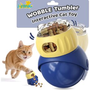 Interactive Cat Toys Treat Puzzle - for Indoor Cats Weight Loss Wobble Tumbler Feeder Food Dispenser, Fun Sliding Rolling, Enrichment Portion Control Slow Feeder for Kittens & Adult Cats